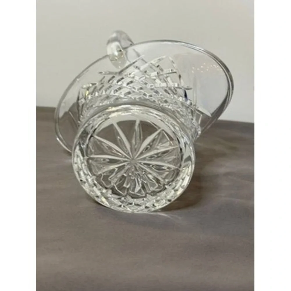 Vintage Crystal Basket Vase Cut Glass Diamond Pattern Handled Vase Elegant Decor